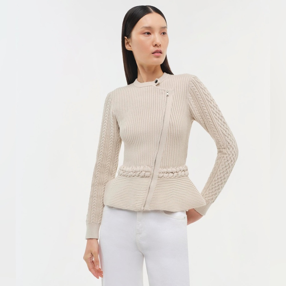 Jonathan Simkhai Andi Peplum Jacket Knit Sweater Size Large